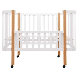 Кроватка трансформер Babyroom Луна LU-1 на колесах 120×60 см Бело-натуральный - Фото 3