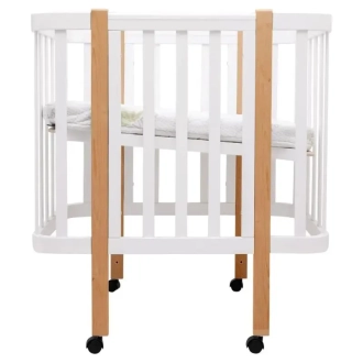 Кроватка трансформер Babyroom Луна LU-1 на колесах 120×60 см Бело-натуральный - Фото 4