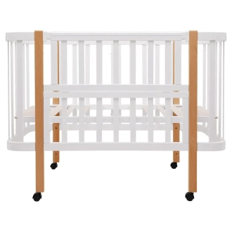Ліжечко трансформер дитяче Babyroom Місяць LU-1 на колесах 120×60 см Біло-натуральний - Фото 6