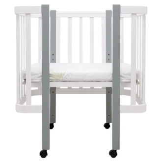 Кроватка трансформер Babyroom Луна LU-1 на колесах 120×60 см Бело-серый - Фото 2