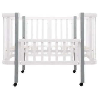 Кроватка трансформер Babyroom Луна LU-1 на колесах 120×60 см Бело-серый - Фото 3