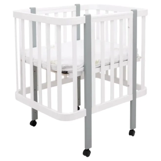 Кроватка трансформер Babyroom Луна LU-1 на колесах 120×60 см Бело-серый - Фото 4