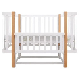 Кроватка трансформер Babyroom Луна LU-2 с маятником 120×60 см Белый-натуральный - Фото 2
