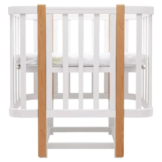 Кроватка трансформер Babyroom Луна LU-2 с маятником 120×60 см Белый-натуральный - Фото 5