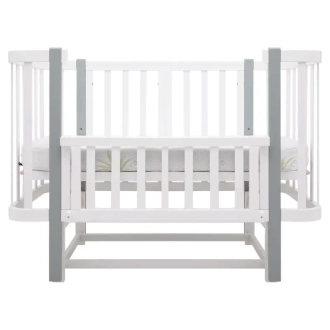 Кроватка трансформер Babyroom Луна LU-2 с маятником 120×60 см Бело-серый - Фото 3