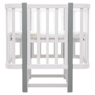 Кроватка трансформер Babyroom Луна LU-2 с маятником 120×60 см Бело-серый - Фото 4