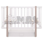 Ліжечко трансформер дитяче Babyroom Місяць LU-3 з маятником, шухлядою 120×60 см Білий/капучино