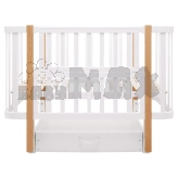 Ліжечко трансформер дитяче Babyroom Місяць LU-3 з маятником, шухлядою 120×60 см Біло-натуральний