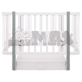 Ліжечко трансформер дитяче Babyroom Місяць LU-3 з маятником, шухлядою 120×60 см Біло-сірий