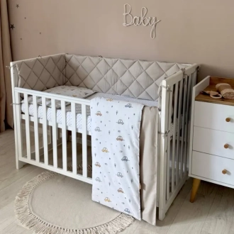 Комплект постельный MSonya (Маленькая Соня) Baby Dream New Машинки голубые 6 предметов Бежевый - Фото 2