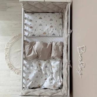 Комплект постельный MSonya (Маленькая Соня) Baby Dream New Машинки голубые 6 предметов Бежевый - Фото 3