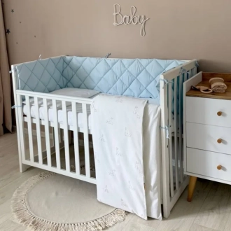 Комплект постільний MSonya (Маленька Соня) Baby Dream New Зайка із собачкою 6 предметів Бежевий/блакитний - Фото 2