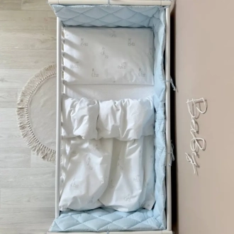 Комплект постільний MSonya (Маленька Соня) Baby Dream New Зайка із собачкою 6 предметів Бежевий/блакитний - Фото 3
