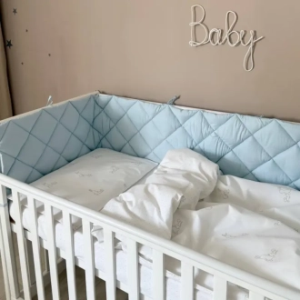 Комплект постільний MSonya (Маленька Соня) Baby Dream New Зайка із собачкою 6 предметів Бежевий/блакитний - Фото 4