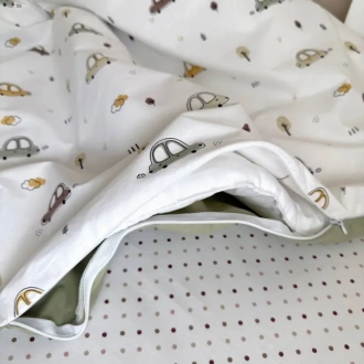 Комплект змінної білизни MSonya (Маленька Соня) Baby Dream New Машинки 110×90 см Оливковий - Фото 1