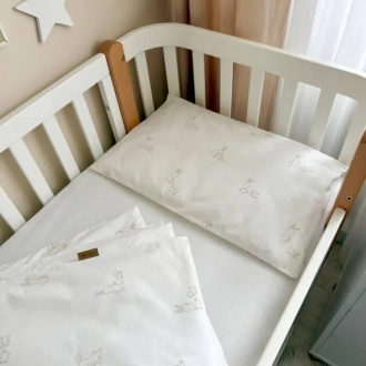 Комплект сменного белья MSonya (Маленькая Соня) Baby Dream New Зайка с собачкой 110×90 см Бежевый/пудра - Фото 3