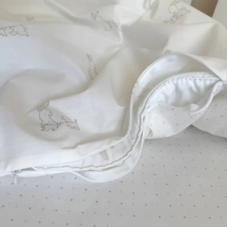 Комплект сменного белья MSonya (Маленькая Соня) Baby Dream New Зайка с собачкой 110×90 см Бежевый//голубой - Фото 2
