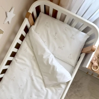 Комплект сменного белья MSonya (Маленькая Соня) Baby Dream New Зайка с собачкой 110×90 см Бежевый//голубой - Фото 3