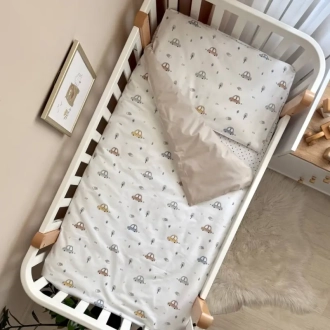Комплект сменного белья MSonya (Маленькая Соня) Baby Dream New Машинки голубые 110×90 см Бежевый - Фото 2