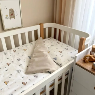 Комплект сменного белья MSonya (Маленькая Соня) Baby Dream New Машинки голубые 110×90 см Бежевый - Фото 3