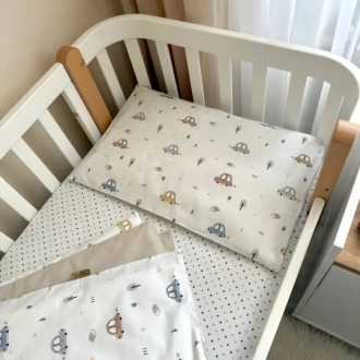 Комплект сменного белья MSonya (Маленькая Соня) Baby Dream New Машинки голубые 110×90 см Бежевый - Фото 4