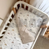 Комплект сменного белья MSonya (Маленькая Соня) Baby Dream New Машинки голубые 110×90 см Бежевый
