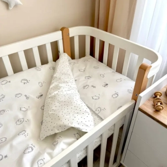 Комплект сменного белья MSonya (Маленькая Соня) Baby Mix New Ежики черные 110×90 см Белый - Фото 3