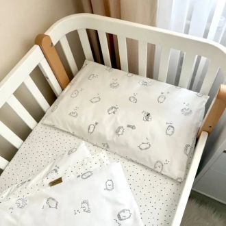 Комплект сменного белья MSonya (Маленькая Соня) Baby Mix New Ежики черные 110×90 см Белый - Фото 4