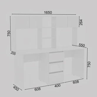 Стіл письмовий Furnigrade СП-15 для двох 165×150×55 см Білий - Фото 2