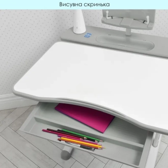 Парта детская Bambi М 4428-11 со стульчиком, растущая Бело-серый - Фото 1