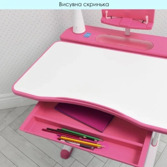 Парта детская Bambi М 4428-8 со стульчиком, растущая Бело-розовый - Фото 1