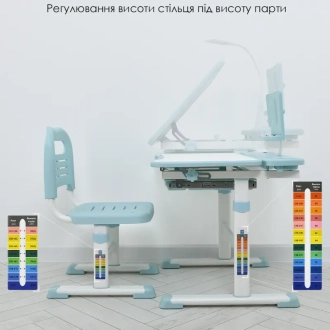 Парта детская Bambi М 4428-12 со стульчиком, растущая Бело-голубой - Фото 1