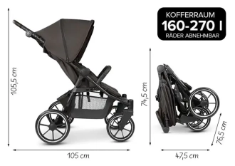 Коляска прогулочная для двойни ABC Design Bayamo Nut/Серый - Фото 7