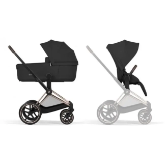 Коляска 2 в 1 Cybex Priam Style 5.0 Sepia Black шаси Rosegold Черный - Фото 2