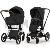 Коляска 2 в 1 Cybex Priam Style 5.0 Sepia Black шаси Rosegold Черный