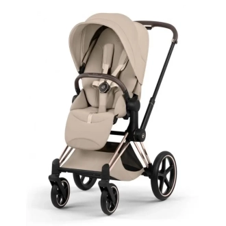Коляска 2 в 1 Cybex Priam Style 5.0 Cozy Beige шаси Rosegold Бежевый - Фото 4
