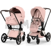 Коляска 2 в 1 Cybex Priam Style 5.0 Peach Pink шаси Rosegold Розовый