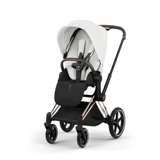 Коляска 2 в 1 Cybex Priam Style 5.0 Off White шаси Rosegold Белый - Фото 3