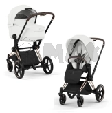 Коляска 2 в 1 Cybex Priam Style 5.0 Off White шаси Rosegold Белый