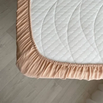 Простирадло на резинці  Baby Chic 60×120 см муслін Бежевий - Фото 2