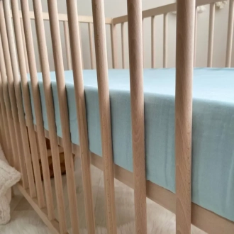 Простыня на резинке Baby Chic 60×120 см муслин Голубой - Фото 1