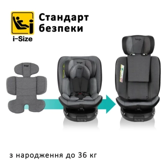 Автокрісло 40–150 см Bugs Aera 360 Iron Grey/Сірий - Фото 1