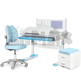 Парта детская Evo-Kids TH-325 со стулом, с тумбой Blue/Голубой