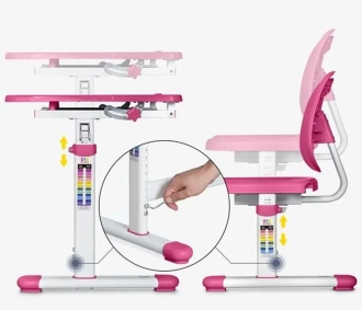 Парта детская Evo-kids Evo-03 Ergo со стулом Pink/Розовый - Фото 1