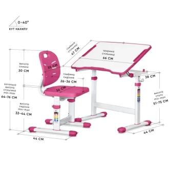 Парта детская Evo-kids Evo-03 Ergo со стулом Pink/Розовый - Фото 3