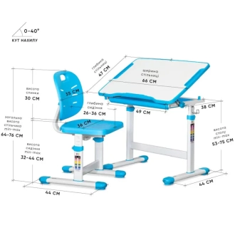 Парта детская Evo-kids Evo-06 Plus со стулом Blue/Голубой - Фото 3