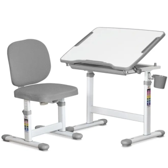 Парта детская Evo-kids Evo-06 Plus со стулом Grey/Серый - Фото 1