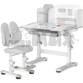Парта детская Mealux BD-28 Panda со стулом, с надстройкой Grey/Серый