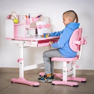 Парта детская Mealux BD-28 Panda со стулом, с надстройкой Pink/Розовый - Фото 3