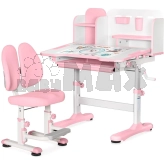 Парта дитяча Mealux BD-28 Panda з стільцем, з надбудовою Pink/Рожевий